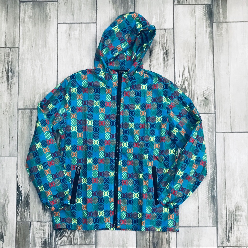 Neon Lightweight Windbreaker Hooded Rain Jacket - Picture 2 of 4